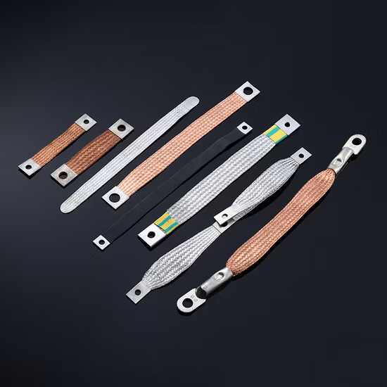 Медная проводящая гибкая шина. Соединение плетеной медной заземляющей шины.